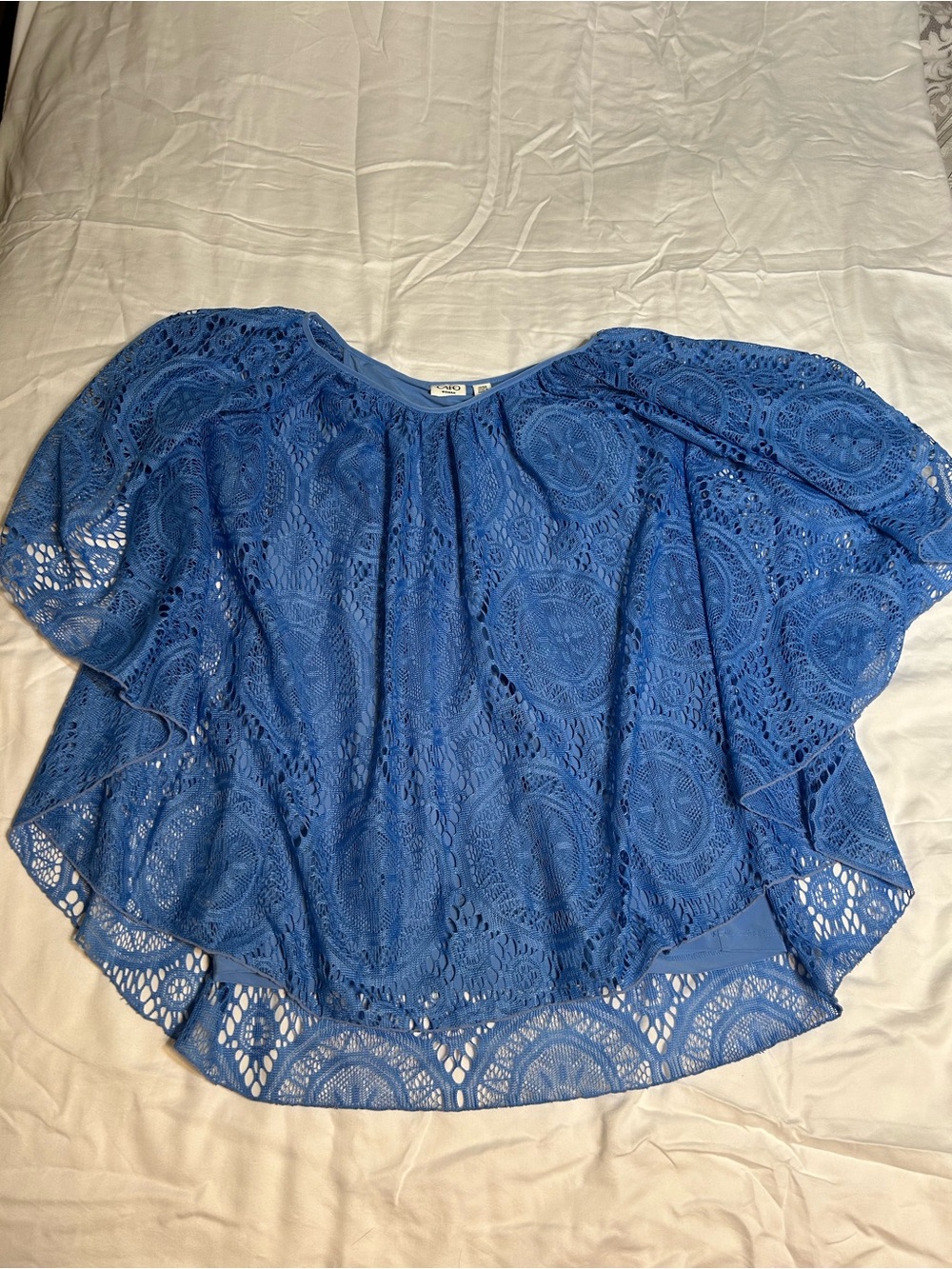Cato Blue Crochet Lace Layered Top